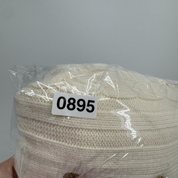 Classic Elements Fisherman Cable Knit Cardigan Sweater L Pockets Ivory Womens - Picture 7 of 7